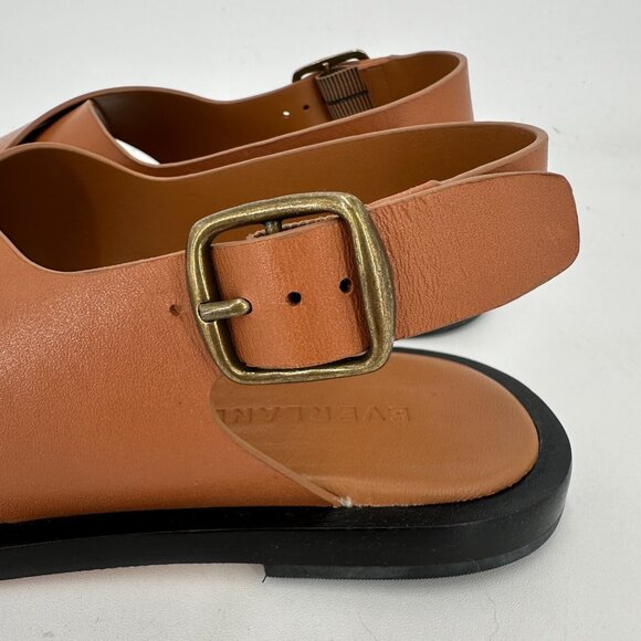 Everlane The City Crossover Sandals sz 5 Desert Tan Leather Ankle Strap Buckle - Picture 8 of 11